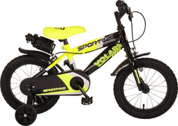 Volare Sportivo Kinderfiets - Jongens - 14 inch - Neon Geel Zwart - Twee Handremmen - 95% afgemonteerd