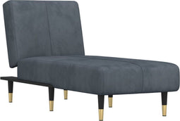vidaXL - Chaise - longue - fluweel - donkergrijs