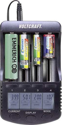 VOLTCRAFT CC-2 Batterijlader NiMH, NiCd, Li-ion AA (penlite), AAA (potlood), C (baby), Sub-C, 26650, 26500, 18650, 17670, 18490, 17500, 17355, 16340, 14500,