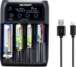 VOLTCRAFT IPC-2 Batterijlader NiMH, NiCd, Li-ion, LiFePO AAAA (mini), AAA (potlood), AA (penlite), C (baby), Sub-C, A, 10440, 14500, 14650, 16340, 17355,