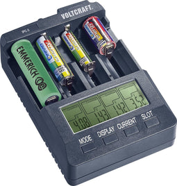 VOLTCRAFT IPC-3 Batterijlader Li-ion, NiCd, NiMH 10440, 14500, 16340, 16650, 17355, 17500, 17670, 18490, 18500, 18650, 22650, 26500, 26650, CR-123A, A, AAA