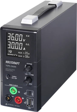 VOLTCRAFT TOPS-3363N Labvoeding, regelbaar 0.8 - 36 V/DC 0.1 - 3 A 100 W Zonder ventilator Aantal uitgangen: 3 x