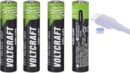 VOLTCRAFT VC-AAA400USB Oplaadbare batterij (USB-C) Li-ion 400 mAh 1.5 V 4 stuk(s)