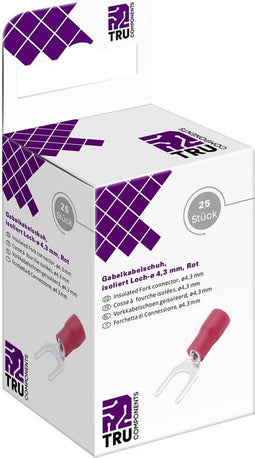 TRU COMPONENTS T2010C301 Vorkkabelschoen 0.5 mm² 1.5 mm² Gat diameter=4.3 mm Deels geïsoleerd Rood 25 stuk(s)