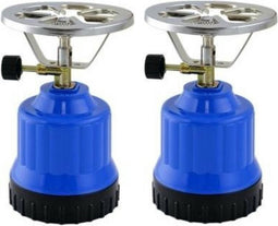 Set van 2x stuks camping/kampeer kookstellen kunststof blauw - 18 x 12 x 12 cm - Outdoor kookplaat
