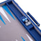 Engelhart Backgammon - 18 inch - Grijs Blauw Wit Ingelegd Bord - Sky Blue Koffer met Handvat