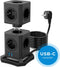 Voomy Cube Stekkerdoos met schakelaar - 5 / 10 Voudig - Stapel Design - 2 USB Poorten & 1 USB-C Poort - Zwart