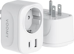 Voomy Reisstekker Amerika/USA - Wereldstekker Type A & B - USB-C & USB-A - Wit