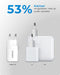 Voomy USB-C Adapter 20W - USB-C & USB-A - Geschikt voor Apple Iphone 11 / 12 / 13 / 14 & Samsung S20 / S21 / S22 / A53 - Snellader Universeel - Wit