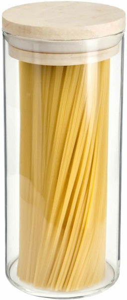 Voorraadbus/voorraadpot 1,3L glas met houten deksel - 1300 ml - Voorraadpotten met luchtdichte deksel
