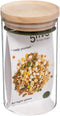 Voorraadbus/voorraadpot 1L glas met houten deksel - 1000 ml - Voorraadpotten met luchtdichte deksel