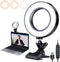 6.3Clamp Mount Selfie Ring Light voor videoconferenties Webcam Light met 3 verlichtingsmodi en 10-niveaus dimbare make-up YouTube TIK Tok Video Blog (Arco)