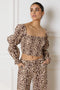 Refined Department Blouse Lori - Off Shoulder Lange Mouw - Gesmokt Lijf - Leopard (XS)