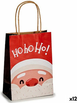 Papieren Zak Kerstman Wit Rood 13,5 x 8 x 21 cm (12 Stuks)