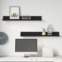 vidaXL - Wandkasten - 2 - st - 80x11x9 - cm - massief - grenenhout - zwart