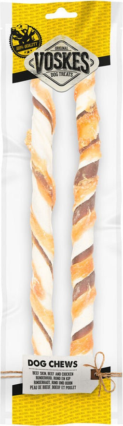 Voskes Stick Runderhuid, Rund en Kip 40 cm 2 stuks