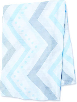 Lulujo Swaddle - 120x120 cm - 70% bamboo 30% katoen - Lichtblauw Chevron