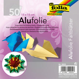Vouwblaadjes folia 15x15cm 50v alufolie assorti kl | Pak a 50 vel