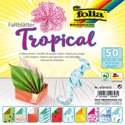 Vouwblaadjes folia dubbelzijdig tropical 15x15cm - 140 stuks