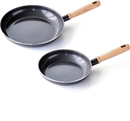 GreenChef Vintage koekenpannen set 2-delig - zwart - inductie - anti-aanbak - PFAS-vrij