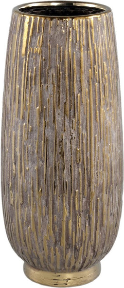 PTMD Junee Gold Ceramic Pot On Shiny Gold Base High L