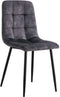 Refurna Yerevan - Eetkamerstoel Velvet - Ruitpatroon - Antraciet (set van 2)