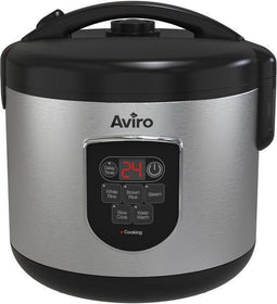 Aviro Rijstkoker - 1,2L - 7 Functies - Warmhoudfunctie - Slowcooker - RVS Zwart