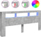 Hoofdeinde met LED 220x18,5x103,5 cm bewerkt hout betongrijs