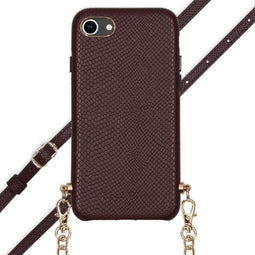 Selencia Hoesje Geschikt voor iPhone SE (2022) / SE (2020) / 8 / 7 / 6s / 6 Hoesje Met Koord - Selencia Aina Slang Hoesje met koord - Rood