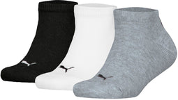 Puma Sokken Plain Sneaker - Effen - Zwart/Wit/Grijs (set van 3)
