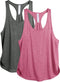 Dames Tanktop Sporttop Racerback Fitness Yoga Mouwloze Shirts, 2-Pack