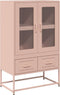 vidaXL - Hoge - kast - 68x39x111,5 - cm - staal - roze