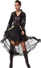 Dressforfun Steampunk Rebel - Dameskostuum - Asymmetrische rok met franjes - Donker