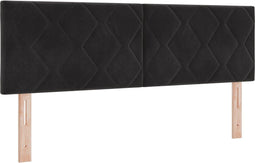 vidaXL - Hoofdbord - in - Diamant - Blokken - Design - Zwart - 160 - cm - van - Fluweel