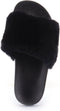 Warmbat Barlee - Dames Slippers - Pluizige voetband van wol - Zwart - Maat 40