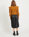 VILA VIMEKO HW MIDI SKIRT - Dames Rok - Satijnen look - Zwart - Maat 38