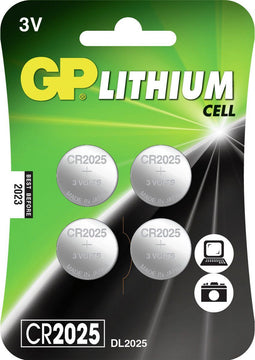 GP Lithium CR2025 - Knoopcelbatterijen - 3V - 4 stuks