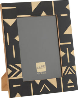 J-Line fotolijst Geometrisch - hout/polyresin - zwart/goud - large