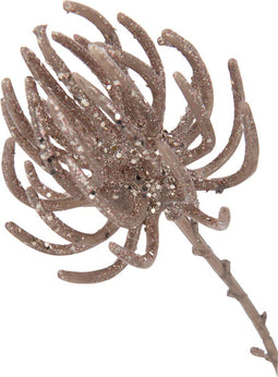 J-Line decoratie Tak 2 Bloemen - kuntstof - roze - 12 stuks