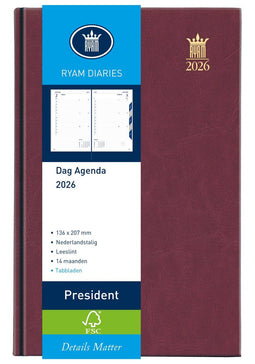 Ryam President - Bureau agenda - 1 dag per pagina - Bordeaux (2026)
