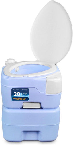 SereneLife Draagbaar Camping Toilet, 120 Spoelbeurten, Lekvrij, Gemaakt van Duurzaam PE Materiaal, Afneembare Afvaltank met Handspuit en Telefoonhouder, 20l