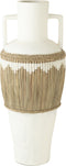 J-Line vaas + Handvaten Motief - terracotta/gras - wit/naturel - 100 cm hoog