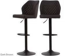 Dutchbone Edward - Barkruk - Microvezel bekleding - Donkerbruin (2 stuks)