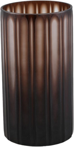 PTMD Linesa Brown Carved Glass Round Vase Matt Finish M