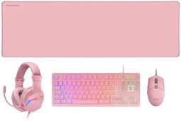Mars Gaming MCP-RGB3 - Gamingpakket 4in1 - TKL toetsenbord H-Mech RED RGB muis FRGB hoofdtelefoon XXL muismat - Roze