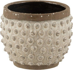 J-Line bloempot Punt Boord - keramiek - wit/grijs - large - Ø 19.00 cm