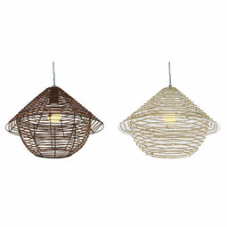 Plafondlamp DKD Home Decor Wit Bruin Zwart Natuurlijk Metaal Touw Plastic 50 W 220 V Stads 38 x 3...