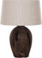 MUST Living Table lamp Craft BLACK,62xØ45 cm, linen natural shade