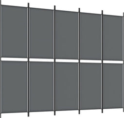 vidaXL - Kamerscherm - met - 5 - panelen - 300x200 - cm - stof - antracietkleurig