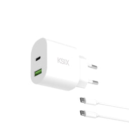 KSIX Oplader - 30 W - Power Delivery Quick Charge 3.0 - Wit